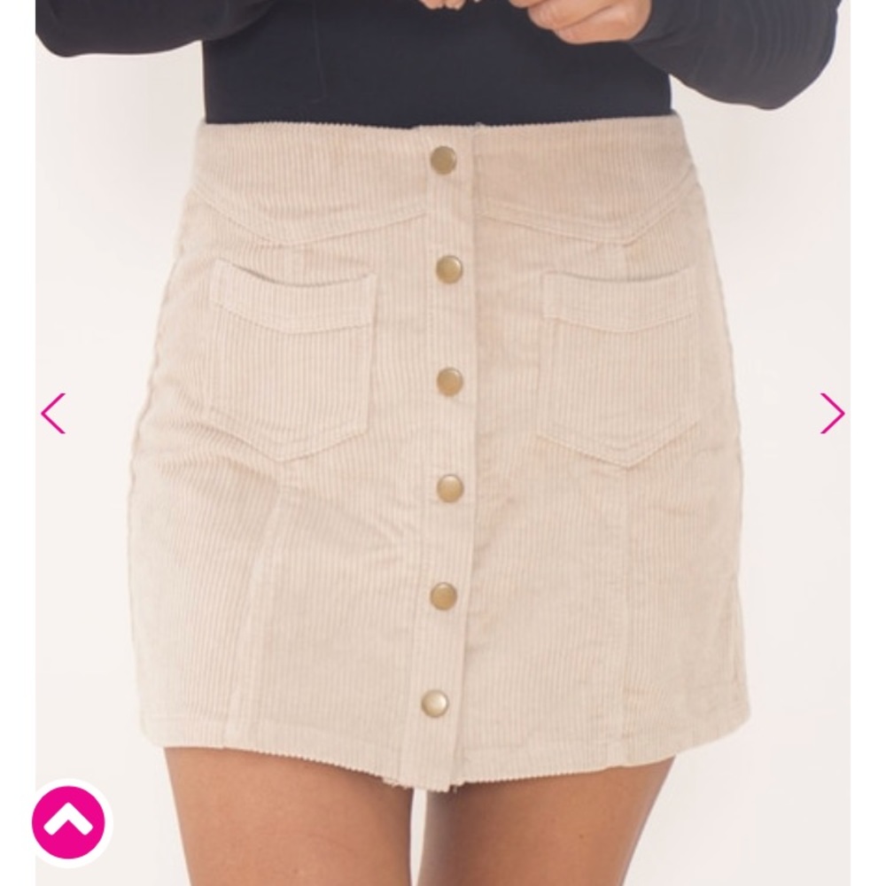 Beige Corduroy Skirt